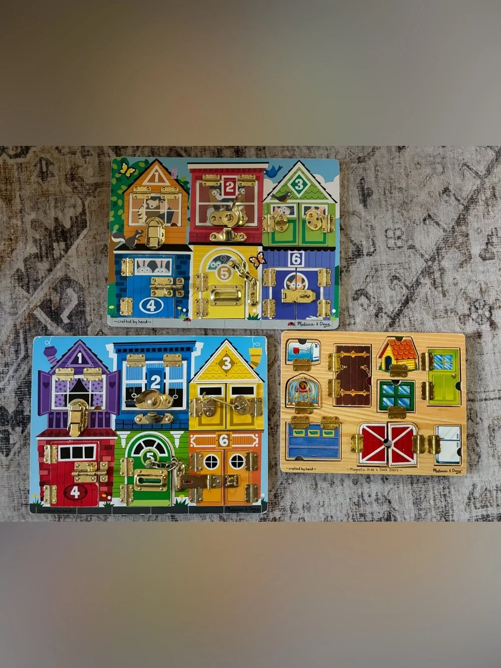 Melissa & Doug Kids' Wooden Latch Boards - Colorful Locks Activity